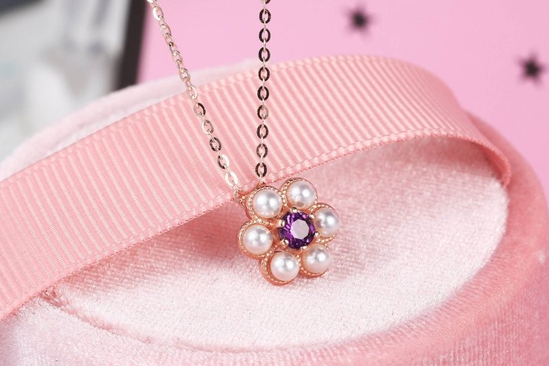 Color Treasure Jewelry Natural Amethyst Tassel Plum Shape $29.99 Dana Fashion Color: Necklace Women's Accessories Product information: Material: silver Style: Korean style/Korean style Style: women's Modeling: plum blossom Treatment process: inlaid with g