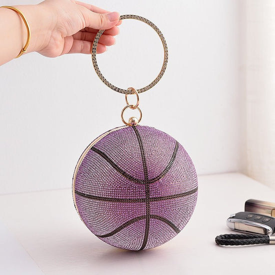 Colorful Basketball Dinner Bag Round Full Diamond $57.70 Dana Fashion Color: Purple Size: Diameter 14cm Women's Bags Product information: Lining text: PU Applicable scenarios: Daily match Color: blue, purple, pink (gradient), color, Gold Type outer bag: o