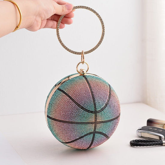 Colorful Basketball Dinner Bag Round Full Diamond $57.70 Dana Fashion Color: Pink Gradient Size: Diameter 14cm Women's Bags Product information: Lining text: PU Applicable scenarios: Daily match Color: blue, purple, pink (gradient), color, Gold Type outer