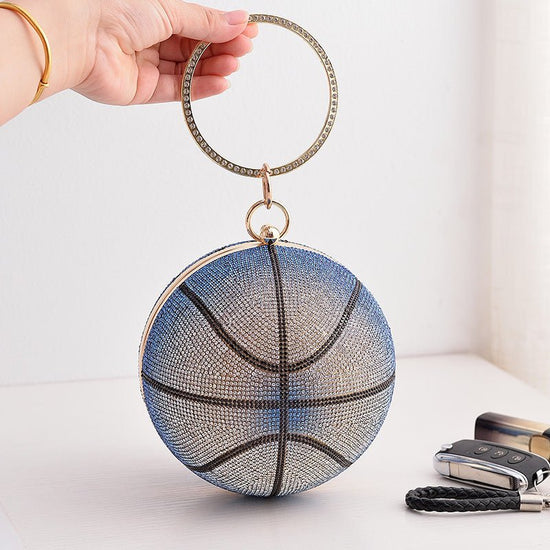 Colorful Basketball Dinner Bag Round Full Diamond $57.70 Dana Fashion Color: Blue Size: Diameter 14cm Women's Bags Product information: Lining text: PU Applicable scenarios: Daily match Color: blue, purple, pink (gradient), color, Gold Type outer bag: out