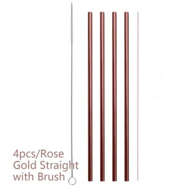 Colourful Reusable Stainless Steel Straws $19.50 Dana Fashion Color: Rose gold style: STRAIGHT Dana's Kitchen Overview: Food grade stainless steel material, safe and reliable Threaded non-slip lines Colorful colors, multiple choices Specifications: Materi