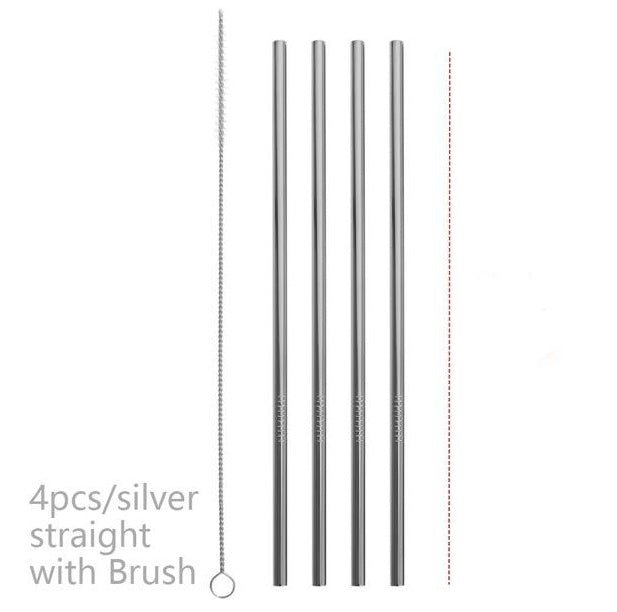 Colourful Reusable Stainless Steel Straws $19.50 Dana Fashion Color: Silver style: STRAIGHT Dana's Kitchen Overview: Food grade stainless steel material, safe and reliable Threaded non-slip lines Colorful colors, multiple choices Specifications: Material: