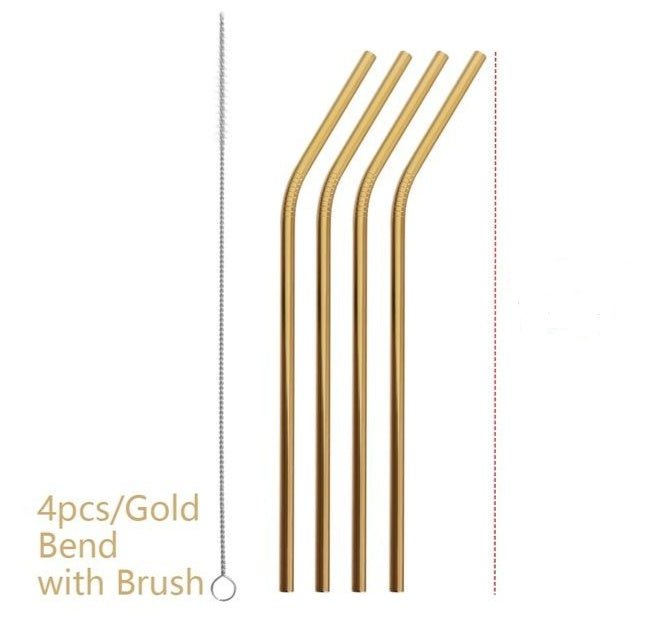 Colourful Reusable Stainless Steel Straws $19.50 Dana Fashion Color: Gold style: BEND Dana's Kitchen Overview: Food grade stainless steel material, safe and reliable Threaded non-slip lines Colorful colors, multiple choices Specifications: Material: Stain