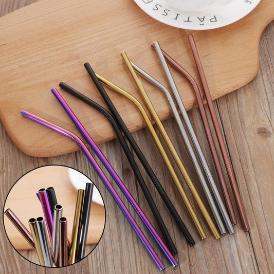 Colourful Reusable Stainless Steel Straws $19.50 Dana Fashion Color: Black style: BEND Dana's Kitchen Overview: Food grade stainless steel material, safe and reliable Threaded non-slip lines Colorful colors, multiple choices Specifications: Material: Stai