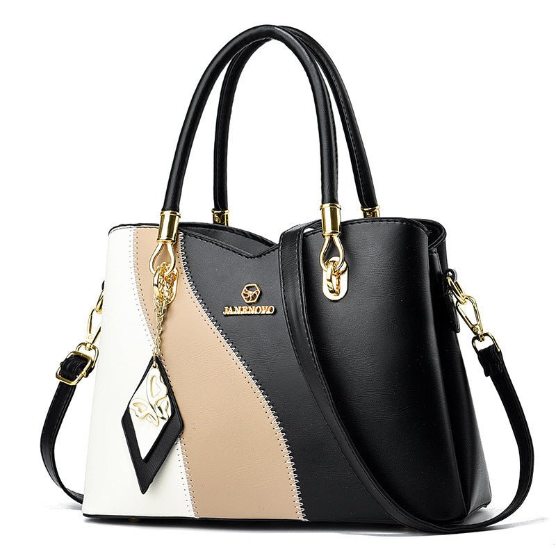 Contrast Color Handbag Large Capacity Soft Leather $54.10 Dana Fashion Color: Black Women's Bags Product information: Lining texture: PU Color: black, white, white stitching pink, green, pink, white and yellow, khaki, wine red Outer bag type: slit pocket