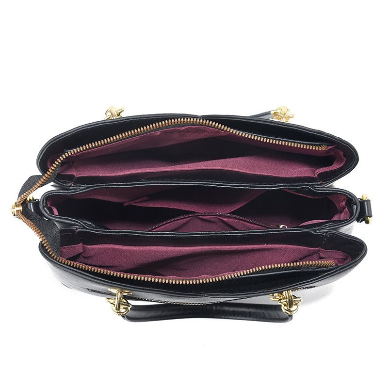 Contrast Color Handbag Large Capacity Soft Leather $54.10 Dana Fashion Color: Black Women's Bags Product information: Lining texture: PU Color: black, white, white stitching pink, green, pink, white and yellow, khaki, wine red Outer bag type: slit pocket