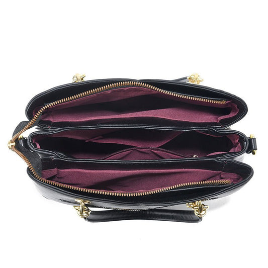 Contrast Color Handbag Large Capacity Soft Leather $54.10 Dana Fashion Color: Black Women's Bags Product information: Lining texture: PU Color: black, white, white stitching pink, green, pink, white and yellow, khaki, wine red Outer bag type: slit pocket