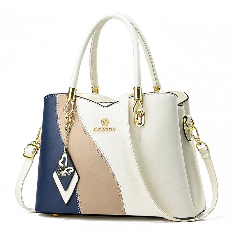 Contrast Color Handbag Large Capacity Soft Leather $54.10 Dana Fashion Color: Black Women's Bags Product information: Lining texture: PU Color: black, white, white stitching pink, green, pink, white and yellow, khaki, wine red Outer bag type: slit pocket