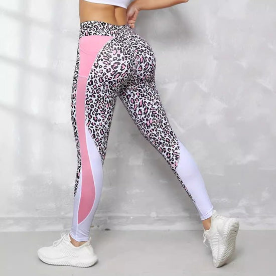 Contrast Color High Waist Tight Printed Leggings $36.95 Dana Fashion Color: Blue Leopard Print Size: L Women's clothing Product information: Pattern: Leopard print Color: pink leopard print, blue leopard print, orange leopard print Elasticity: high elasti