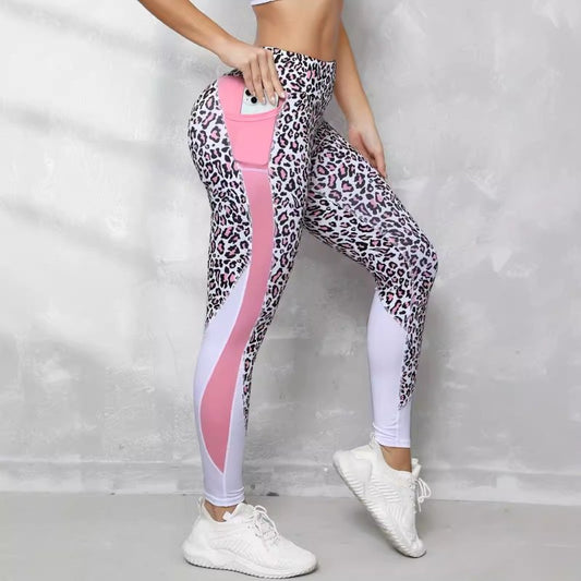 Contrast Color High Waist Tight Printed Leggings $36.95 Dana Fashion Color: Blue Leopard Print Size: L Women's clothing Product information: Pattern: Leopard print Color: pink leopard print, blue leopard print, orange leopard print Elasticity: high elasti