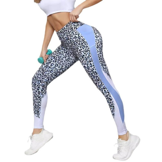 Contrast Color High Waist Tight Printed Leggings $36.95 Dana Fashion Color: Blue Leopard Print Size: L Women's clothing Product information: Pattern: Leopard print Color: pink leopard print, blue leopard print, orange leopard print Elasticity: high elasti