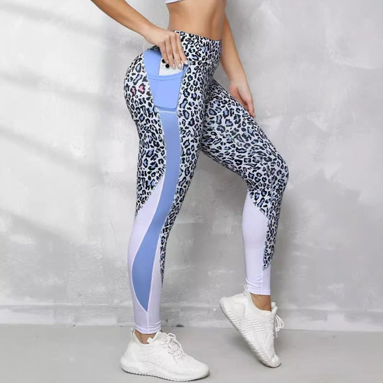 Contrast Color High Waist Tight Printed Leggings $36.95 Dana Fashion Color: Blue Leopard Print Size: L Women's clothing Product information: Pattern: Leopard print Color: pink leopard print, blue leopard print, orange leopard print Elasticity: high elasti
