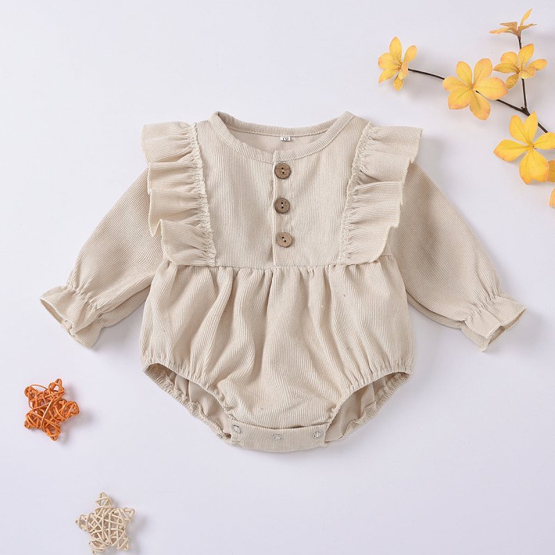 Corduroy Flying Sleeve Triangle Romper Spring And Autumn Romper $26.83 Dana Fashion Color: Apricot Child size: 100cm Baby Clothing Product information: Fabric name: Corduroy Suitable season: spring and autumn Applicable gender: neutral/male and female Sle