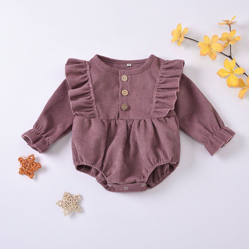 Corduroy Flying Sleeve Triangle Romper Spring And Autumn Romper $26.83 Dana Fashion Color: Purple Child size: 100cm Baby Clothing Product information: Fabric name: Corduroy Suitable season: spring and autumn Applicable gender: neutral/male and female Slee
