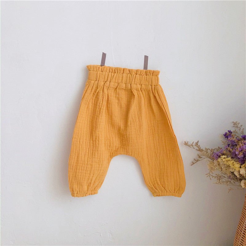 Cotton And Linen Comfortable Loose Big PP Pants Wild High Waist Casual $21.35 Dana Fashion Color: Yellow Size: 100 Baby Clothing Product Information Style: Korean Main Fabric Composition: Linen Main Fabric Ingredient Content: 100 (%) Security Level: Class