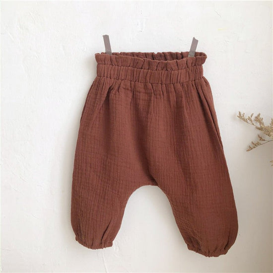 Cotton And Linen Comfortable Loose Big PP Pants Wild High Waist Casual $21.35 Dana Fashion Color: Brown Size: 100 Baby Clothing Product Information Style: Korean Main Fabric Composition: Linen Main Fabric Ingredient Content: 100 (%) Security Level: Class