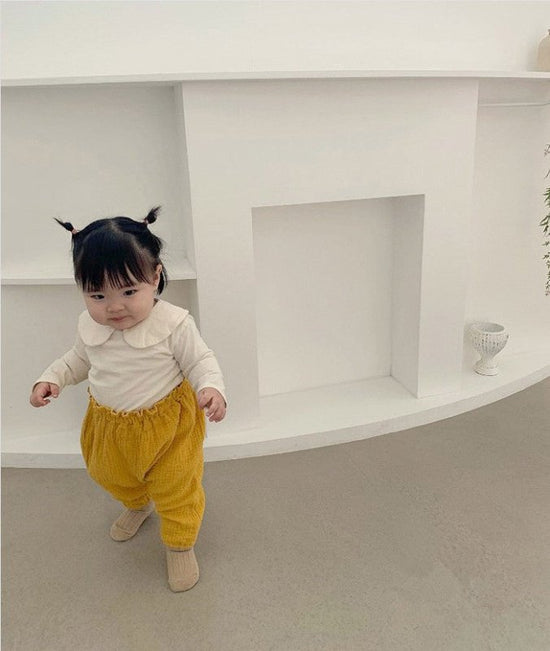 Cotton And Linen Comfortable Loose Big PP Pants Wild High Waist Casual $21.35 Dana Fashion Color: Beige Size: 100 Baby Clothing Product Information Style: Korean Main Fabric Composition: Linen Main Fabric Ingredient Content: 100 (%) Security Level: Class