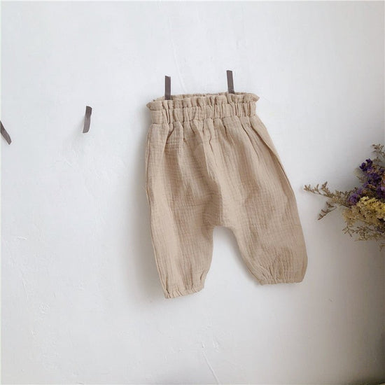 Cotton And Linen Comfortable Loose Big PP Pants Wild High Waist Casual $21.35 Dana Fashion Color: Beige Size: 100 Baby Clothing Product Information Style: Korean Main Fabric Composition: Linen Main Fabric Ingredient Content: 100 (%) Security Level: Class