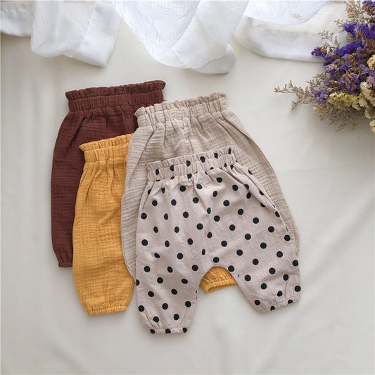 Cotton And Linen Comfortable Loose Big PP Pants Wild High Waist Casual $21.35 Dana Fashion Color: Beige Size: 100 Baby Clothing Product Information Style: Korean Main Fabric Composition: Linen Main Fabric Ingredient Content: 100 (%) Security Level: Class