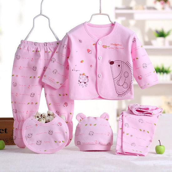 Cotton baby clothes underwear set $20.50 Dana Fashion Color: Pink Size: One size Baby Clothing Name: Five-piece set Color: blue pink yellow size: one size Bust: 26 * 2 cm Length: 29 cm Pants length: 36 cm Waist: 29 * 2 cm 1. Asian sizes are 1 to 2 sizes s