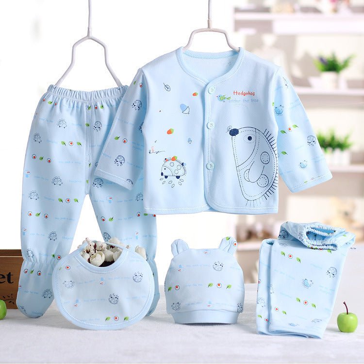 Cotton baby clothes underwear set $20.50 Dana Fashion Color: Blue Size: One size Baby Clothing Name: Five-piece set Color: blue pink yellow size: one size Bust: 26 * 2 cm Length: 29 cm Pants length: 36 cm Waist: 29 * 2 cm 1. Asian sizes are 1 to 2 sizes s