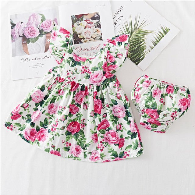 Cotton Baby Ruffled Floral Print Dress $37.17 Dana Fashion Color: Pink Child size: 12M Baby Clothing Product information: Material: Cotton Style: simple and stylish Features:Print Colour: blue, pink, red, yellow Packing list: Dress*1 Product Image:
