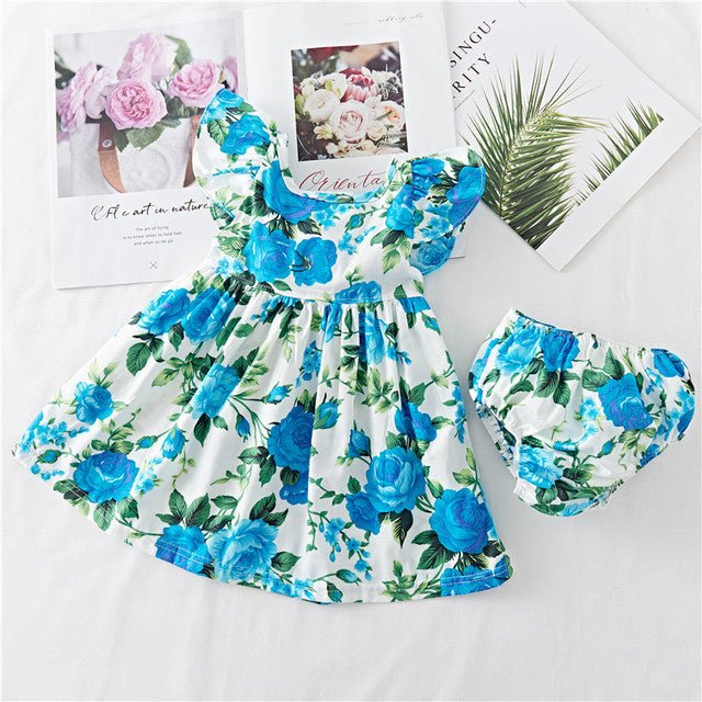 Cotton Baby Ruffled Floral Print Dress $37.17 Dana Fashion Color: Blue Child size: 12M Baby Clothing Product information: Material: Cotton Style: simple and stylish Features:Print Colour: blue, pink, red, yellow Packing list: Dress*1 Product Image: