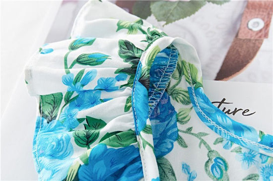Cotton Baby Ruffled Floral Print Dress $37.17 Dana Fashion Color: Blue Child size: 12M Baby Clothing Product information: Material: Cotton Style: simple and stylish Features:Print Colour: blue, pink, red, yellow Packing list: Dress*1 Product Image: