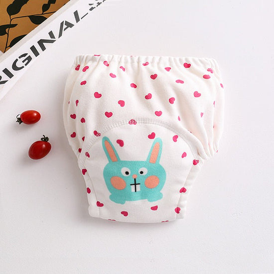 Cotton diaper pocket baby learning pants pull-up pants $15.15 Dana Fashion Color: Rabbit Size: 100 Baby Clothing Printed gauze diaper fabric: table: pure cotton lining: 4 layers of pure cotton gauze, middle: waterproof TPU+ cotton towel, actual 7 layers W
