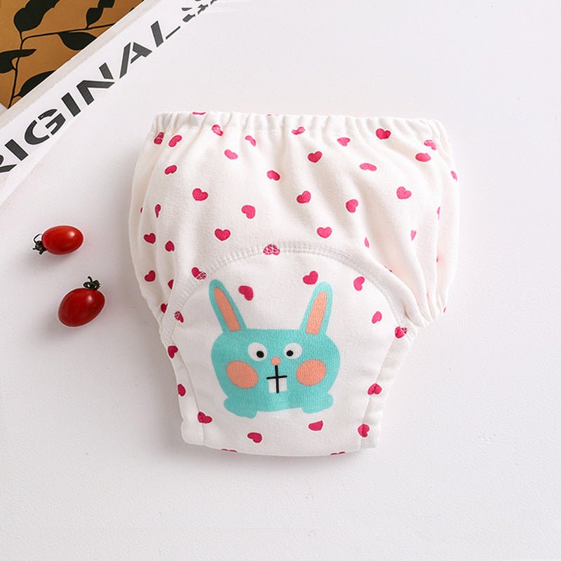 Cotton diaper pocket baby learning pants pull-up pants $15.15 Dana Fashion Color: Rabbit Size: 100 Baby Clothing Printed gauze diaper fabric: table: pure cotton lining: 4 layers of pure cotton gauze, middle: waterproof TPU+ cotton towel, actual 7 layers W