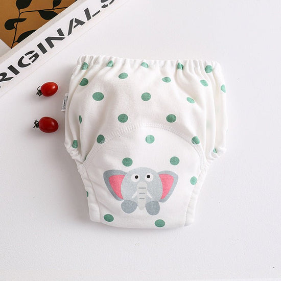 Cotton diaper pocket baby learning pants pull-up pants $15.15 Dana Fashion Color: Elephant Size: 100 Baby Clothing Printed gauze diaper fabric: table: pure cotton lining: 4 layers of pure cotton gauze, middle: waterproof TPU+ cotton towel, actual 7 layers