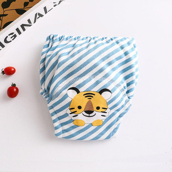 Cotton diaper pocket baby learning pants pull-up pants $15.15 Dana Fashion Color: Tiger Size: 100 Baby Clothing Printed gauze diaper fabric: table: pure cotton lining: 4 layers of pure cotton gauze, middle: waterproof TPU+ cotton towel, actual 7 layers Wa