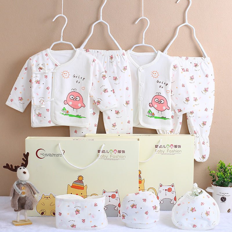 Cotton newborn clothes $24.53 Dana Fashion Color: Pink house Baby Clothing Main fabric composition: cotton size Clothing length bust Sleeve Length Pants length (package feet) Pants length (open feet) Cap width Bib width 59 29.5 26.5 22 39 37 13.5 17