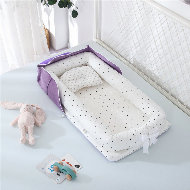 Cotton Portable Baby Crib Newborn Foldable $110.33 Dana Fashion Color: Black white dots Baby & Mother Overview： Anti-pressure crib, professionally care for your baby Protective isolation, comfortable sleep Adjustable crossbody shoulder strap Give babies a