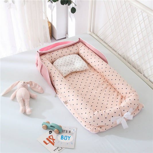 Cotton Portable Baby Crib Newborn Foldable $108.70 Dana Fashion Color: Animal World Blue Baby & Mother Overview： Anti-pressure crib, professionally care for your baby Protective isolation, comfortable sleep Adjustable crossbody shoulder strap Give babies