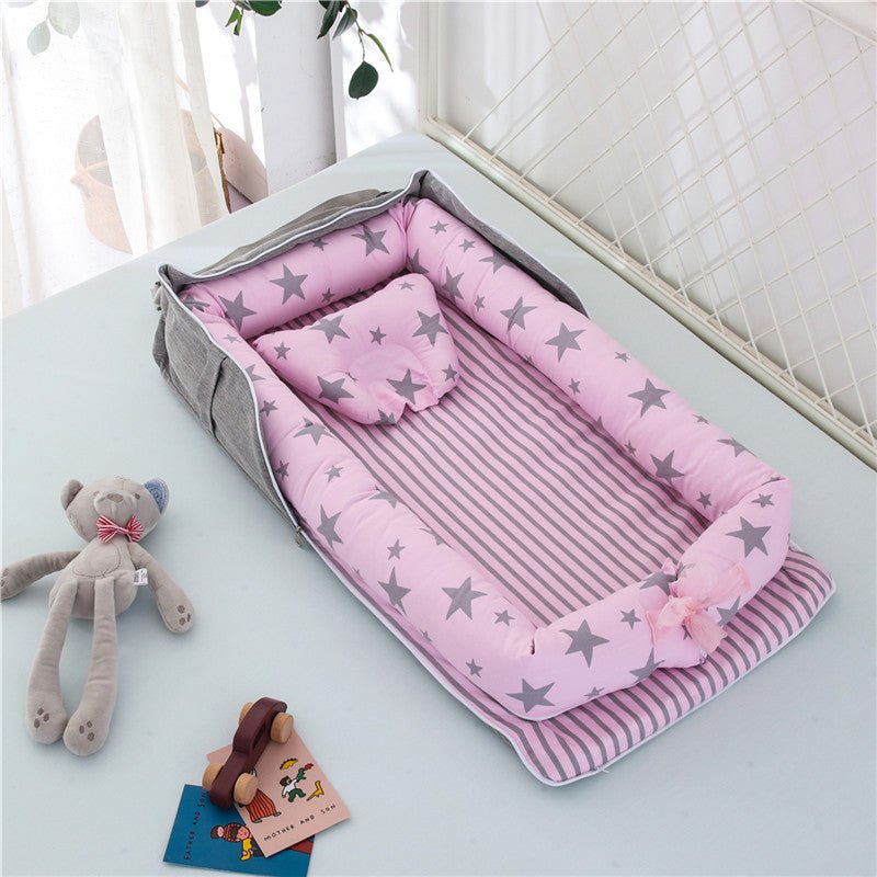 Cotton Portable Baby Crib Newborn Foldable $107.86 Dana Fashion Color: Starry sky pink Baby & Mother Overview： Anti-pressure crib, professionally care for your baby Protective isolation, comfortable sleep Adjustable crossbody shoulder strap Give babies a