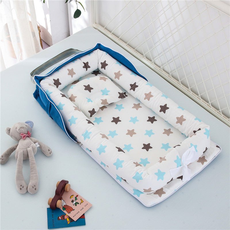 Cotton Portable Baby Crib Newborn Foldable $107.86 Dana Fashion Color: Colorful stars Baby & Mother Overview： Anti-pressure crib, professionally care for your baby Protective isolation, comfortable sleep Adjustable crossbody shoulder strap Give babies a s