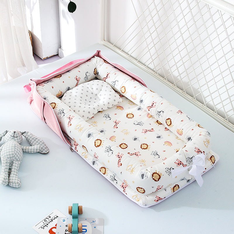 Cotton Portable Baby Crib Newborn Foldable $112.80 Dana Fashion Color: Animal World Pink Baby & Mother Overview： Anti-pressure crib, professionally care for your baby Protective isolation, comfortable sleep Adjustable crossbody shoulder strap Give babies