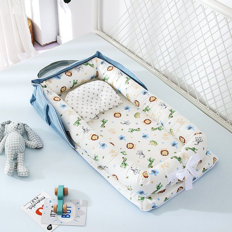 Cotton Portable Baby Crib Newborn Foldable $108.70 Dana Fashion Color: Animal World Blue Baby & Mother Overview： Anti-pressure crib, professionally care for your baby Protective isolation, comfortable sleep Adjustable crossbody shoulder strap Give babies