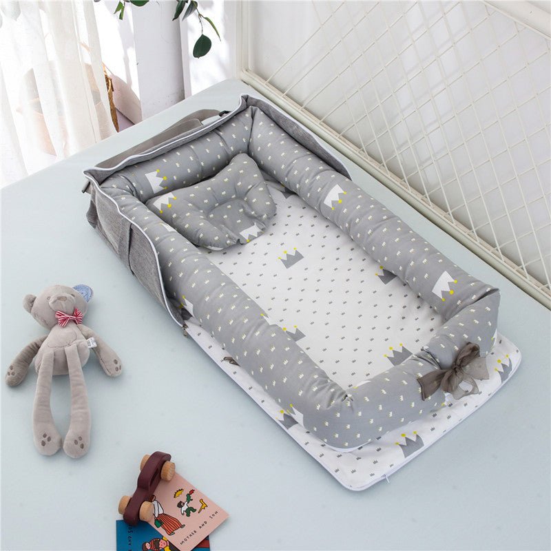 Cotton Portable Baby Crib Newborn Foldable $110.33 Dana Fashion Color: Crown grey Baby & Mother Overview： Anti-pressure crib, professionally care for your baby Protective isolation, comfortable sleep Adjustable crossbody shoulder strap Give babies a sense