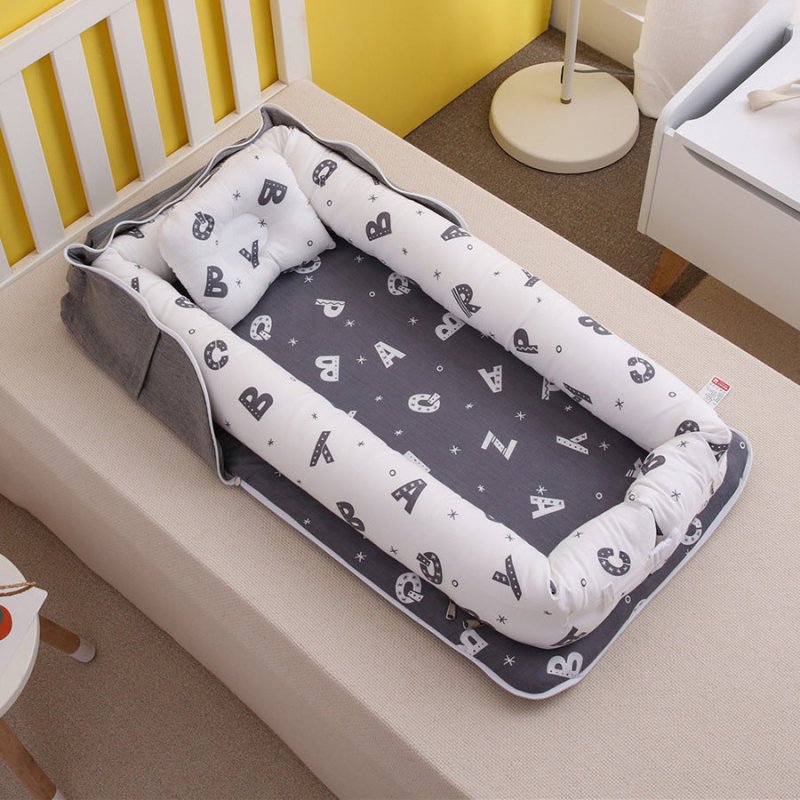 Cotton Portable Baby Crib Newborn Foldable $108.70 Dana Fashion Color: Letter Grey Baby & Mother Overview： Anti-pressure crib, professionally care for your baby Protective isolation, comfortable sleep Adjustable crossbody shoulder strap Give babies a sens