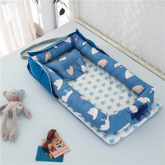 Cotton Portable Baby Crib Newborn Foldable $107.86 Dana Fashion Color: Polar bear Baby & Mother Overview： Anti-pressure crib, professionally care for your baby Protective isolation, comfortable sleep Adjustable crossbody shoulder strap Give babies a sense