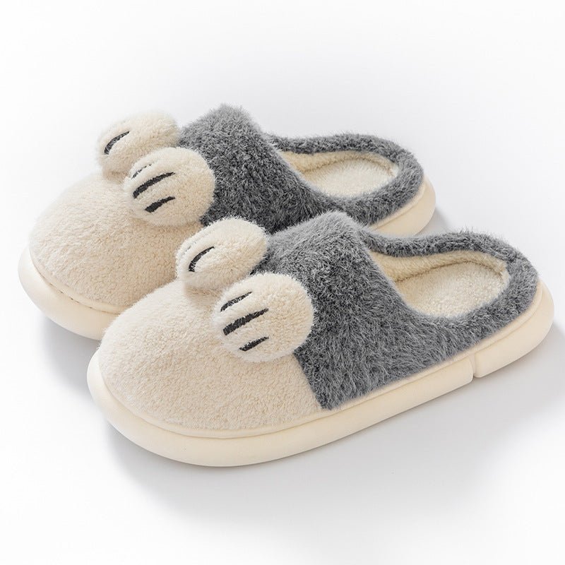 Cotton Slippers Female Cat's Paw Home Couple $30.27 Dana Fashion Color: Gray Size: 40to41 Women's shoes Product information: Color: pink, yellow, coffee, green, gray Heel height: 3cm Heel shape: Oval Size: 36-37,38-39,40-41,42-43,44-45 Sole material: pvc