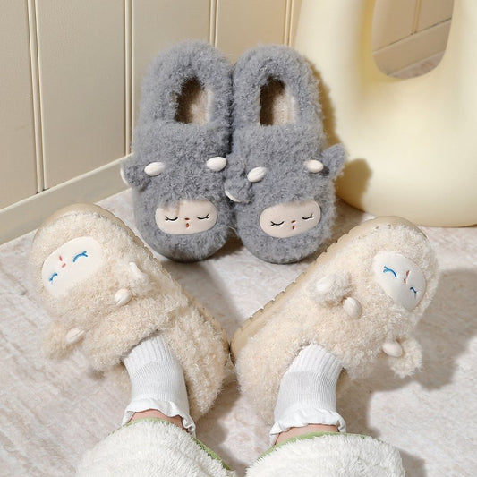 Cotton Slippers Women's Non-slip Home Cartoon $51.62 Dana Fashion Color: Beige Size: 38to39 Women's shoes Product information: Pattern: Cartoon Lining material: artificial velboa Color: beige, pink, green, gray, brown Heel height: flat Heel shape: round S