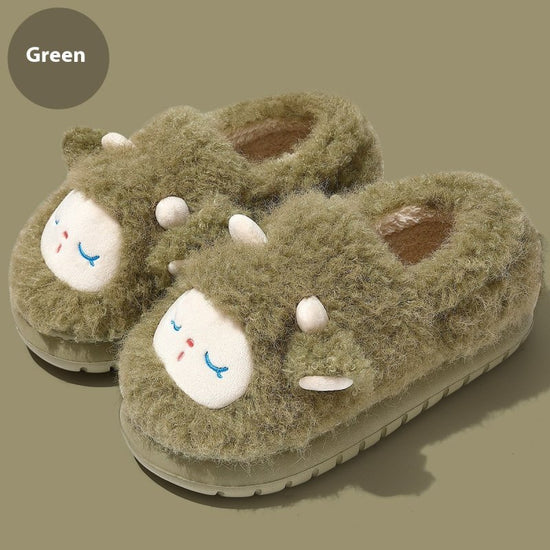 Cotton Slippers Women's Non-slip Home Cartoon $51.98 Dana Fashion Color: Green Size: 40to41 Women's shoes Product information: Pattern: Cartoon Lining material: artificial velboa Color: beige, pink, green, gray, brown Heel height: flat Heel shape: round S