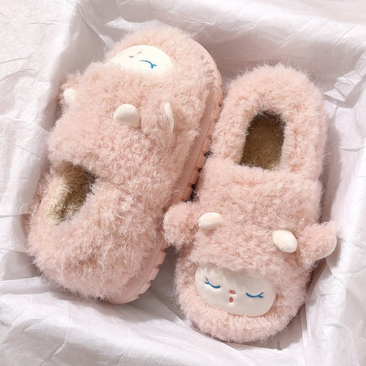 Cotton Slippers Women's Non-slip Home Cartoon $51.62 Dana Fashion Color: Beige Size: 38to39 Women's shoes Product information: Pattern: Cartoon Lining material: artificial velboa Color: beige, pink, green, gray, brown Heel height: flat Heel shape: round S