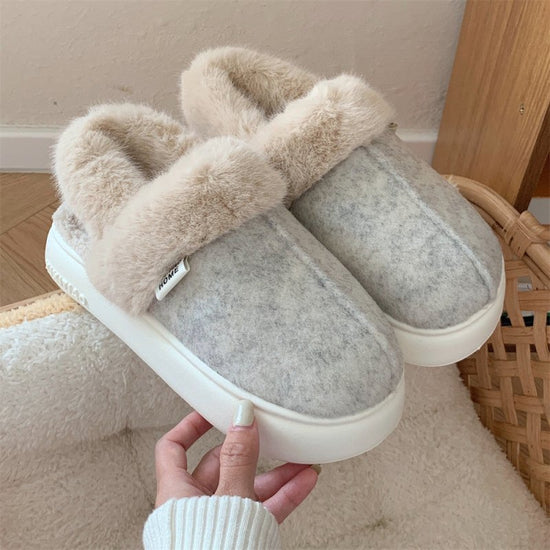 Couple Plush Casual Fashion Outerwear $51.77 Dana Fashion Color: Beige Size: 36to37 Women's shoes Product information: Pattern: solid color Color: beige, brown, dark gray Size: 36-37,38-39,40-41,42-43,44-45, [factory standard packing: Monochrome/solid siz
