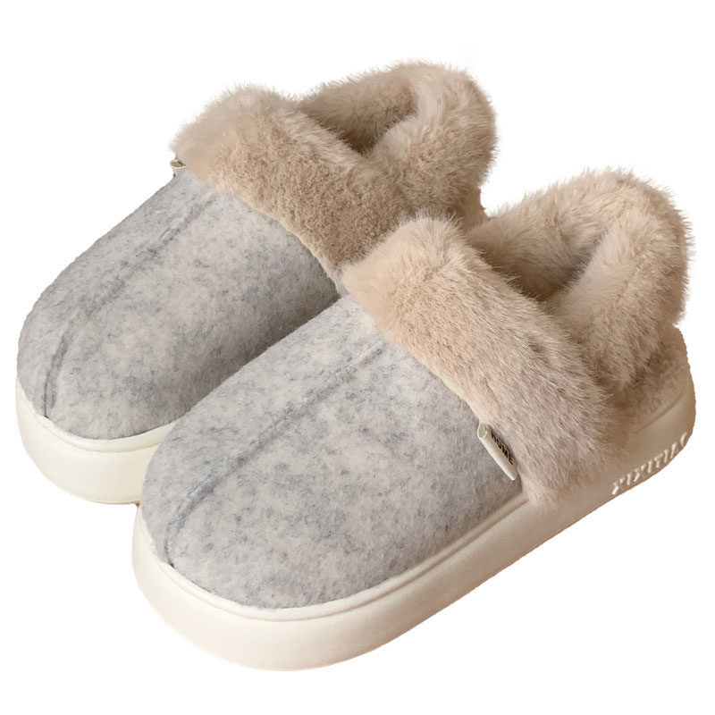 Couple Plush Casual Fashion Outerwear $51.77 Dana Fashion Color: Beige Size: 36to37 Women's shoes Product information: Pattern: solid color Color: beige, brown, dark gray Size: 36-37,38-39,40-41,42-43,44-45, [factory standard packing: Monochrome/solid siz