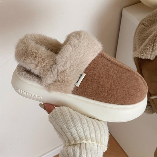 Couple Plush Casual Fashion Outerwear $51.77 Dana Fashion Color: Brown Size: 36to37 Women's shoes Product information: Pattern: solid color Color: beige, brown, dark gray Size: 36-37,38-39,40-41,42-43,44-45, [factory standard packing: Monochrome/solid siz