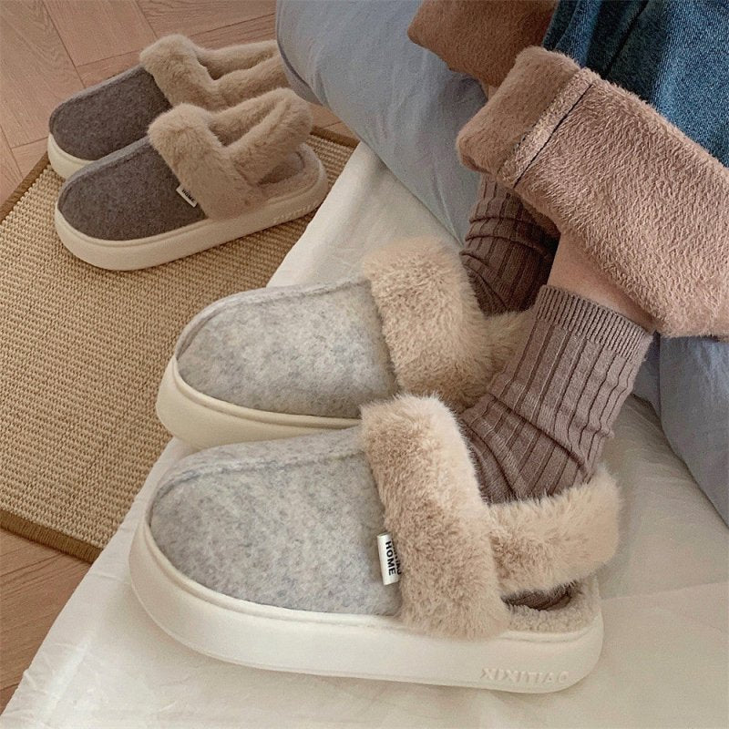 Couple Plush Casual Fashion Outerwear $51.77 Dana Fashion Color: Beige Size: 36to37 Women's shoes Product information: Pattern: solid color Color: beige, brown, dark gray Size: 36-37,38-39,40-41,42-43,44-45, [factory standard packing: Monochrome/solid siz